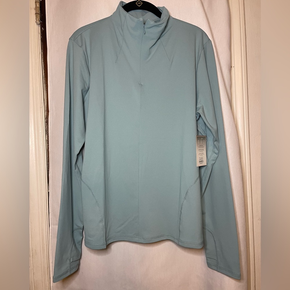 NWT Shadow Sport Light Pale Blue Long Sleeve Athletic 1/4 Zip Top Size XL